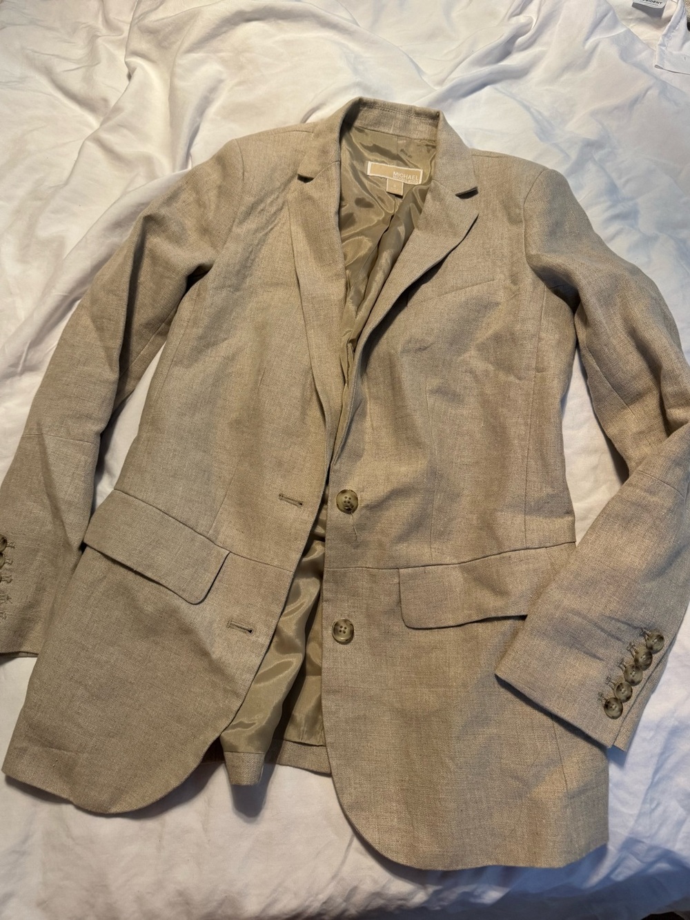 Michael Kors Beige Linen-Blend Blazer